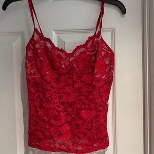 Red Lace Camisole Top
